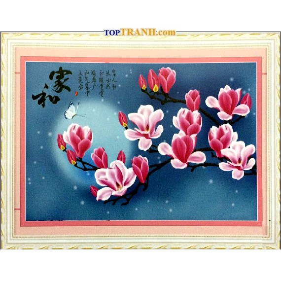 Tranh thêu hoa mộc lan